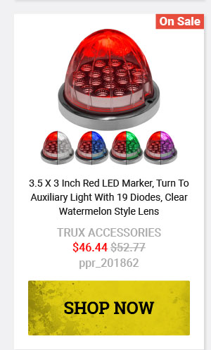 3.5 X 3 Inch Red LED Marker, Turn To Auxiliary Light With 19 Diodes, Clear Watermelon Style Lens $46.44