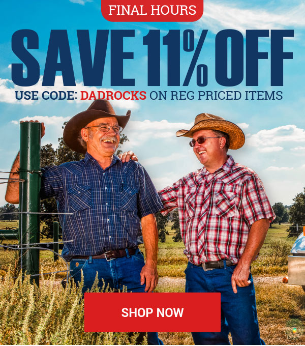 Final Hours! Save 11% OFF Regular Priced Items W/ Code DADROCKS