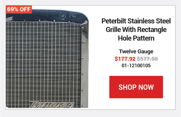 Stainless Steel Grille With Rectangle Hole Pattern For Peterbilt 589 SKU:01-12100105 Now: $177.92 Was: $577.50