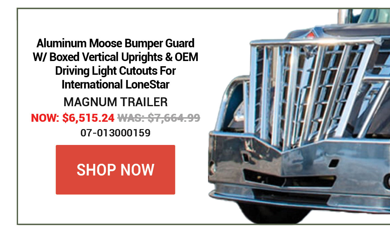 Aluminum Moose Bumper Guard W/ Boxed Vertical Uprights & OEM Driving Light Cutouts For International LoneStar  Now: $6,515.24 Was: $7,664.99 SKU:07-013000159