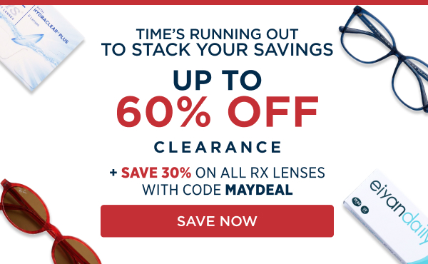 Up To 60% Off Clearance + Save 30% On All RX Lenses With Code MAYDEAL | Save Now