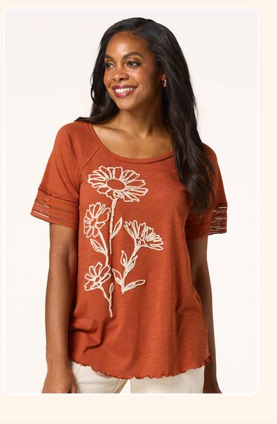 Shop Floral Embroidered Lace Sleeve Tunic