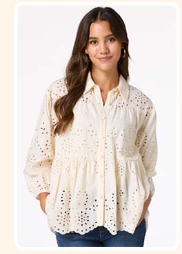 Shop tiered eyelet shirt