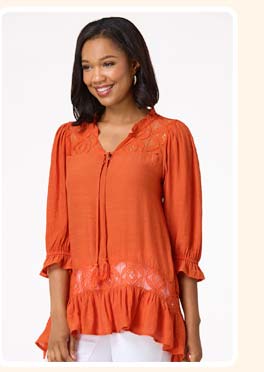 Shop lacy ruffled tunic top