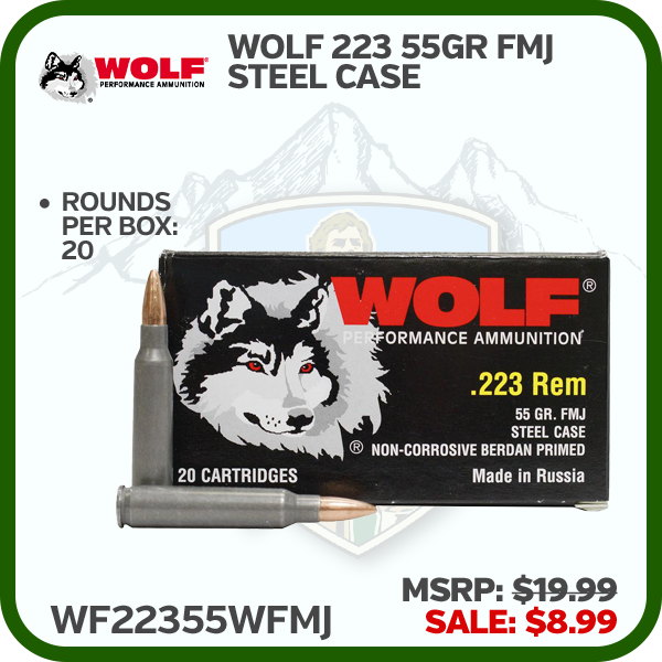 Wolf 223 55gr Fmj Steel Case 20 Rd