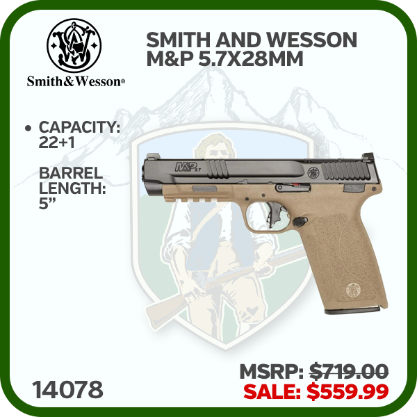 Smith & Wesson M & P 5.7x28mm 5 " 22rd Optic Ready Pistol W/Threaded Barrel - Black | Fde