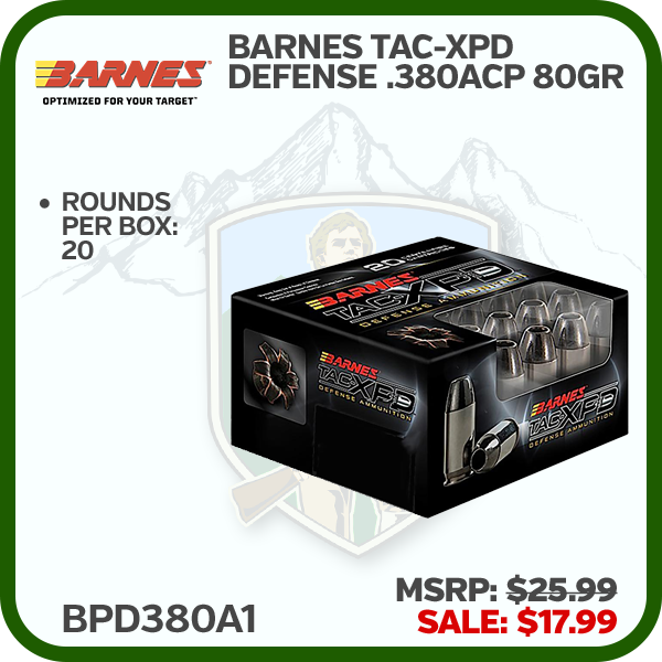Barnes Tac- Xpd Defense Handgun Ammunition .380 Acp 80 Gr Tac- Xp 990 Fps 20/Box