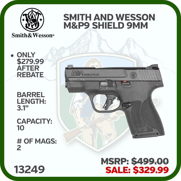 Smith And Wesson M & P9 Shield Plus Nts 9mm 3.1 " Black