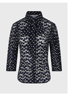 Blue and White Polka Dot Mesh Shirt