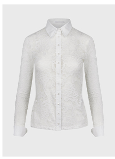 White Sheer Lace Shirt with French Cuffs