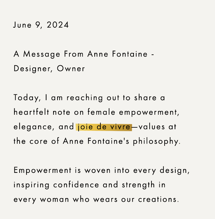 A Message From Anne Fontaine