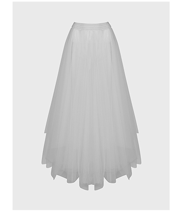White Sheer Net Skirt With Elastic Waistband