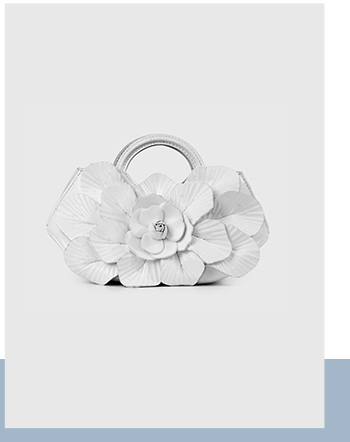 Signature Leather Mini Floral Handbag in White