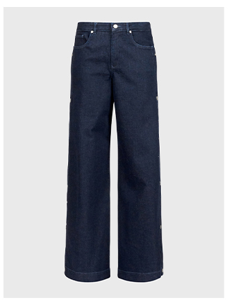 Dark Washed Jeans With Snaps Along The Side