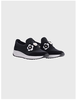 Black & White Sneakers With Floral Details