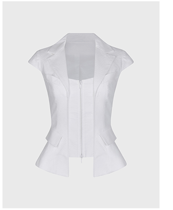 White Structured Top With Attached Vest Detail