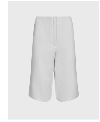 White High Waisted Crepe Bermuda Shorts