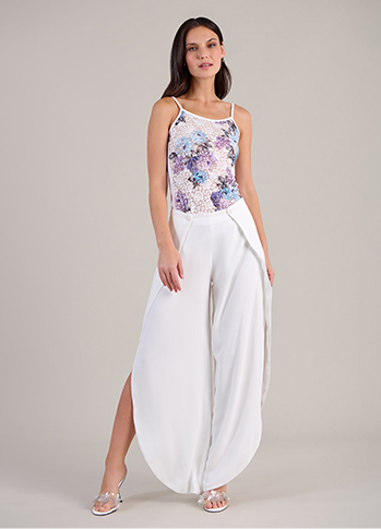 Lilac Sheer Lace Floral Thin Strap Camisole With White Back