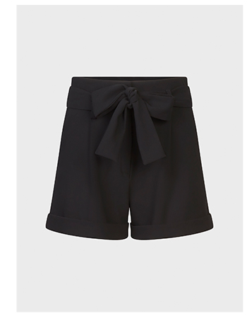 Black High-Waisted Shorts with Removable Tie-Waist Belt
