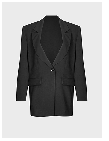 Black Single Breasted Crepe Blazer With Flap Pockets