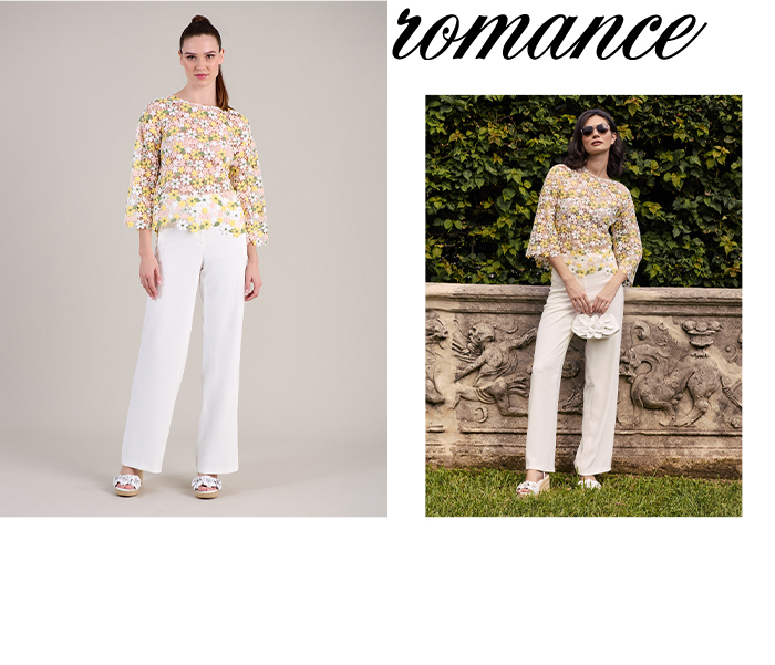 Pastel Multi Color Embroidered Lace Floral Top With Scalloped Edges