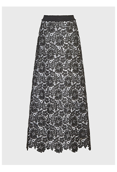 Embroidered Black Floral Maxi Skirt