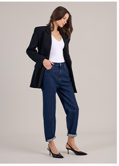Dark Navy Denim Jean With Center Seam On Each Leg