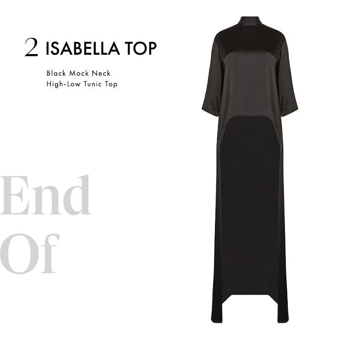 Black Mock Neck High-Low Tunic Top