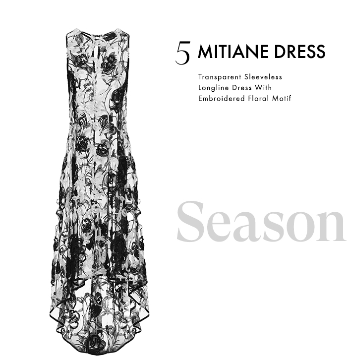 Transparent Sleeveless Longline Dress With Embroidered Floral Motif