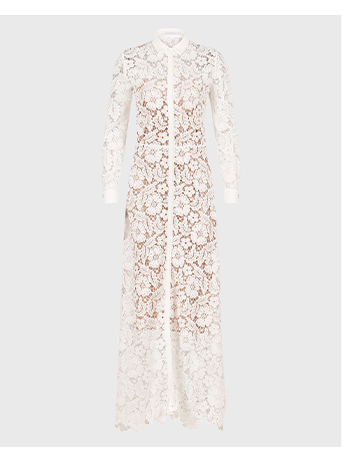 Semi-Sheer Floral Lace Long Dress