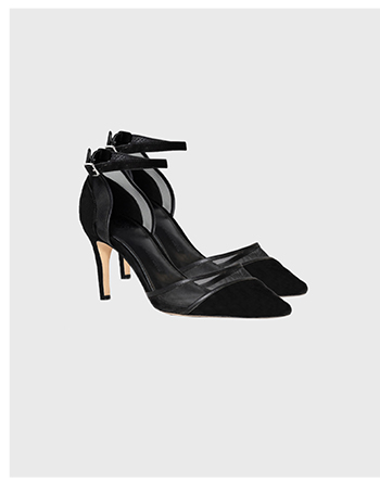 Black Pump With Suede & Mesh Details