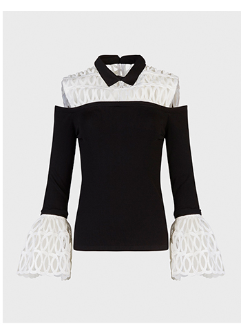 Black Top With White Removable Yoke & Cuffs
