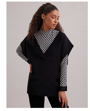 Black Sleeveless V-Neck Tunic Jumper Vest