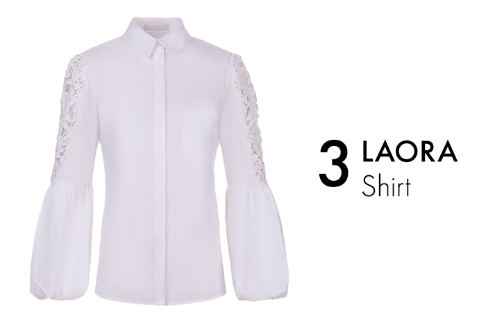 White Balloon Sleeve Shirt With Intricate Floral Embroidery