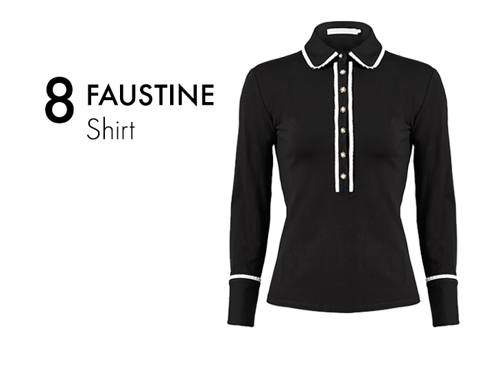 Black Peter Pan Collar Shirt with White Contrast Trim