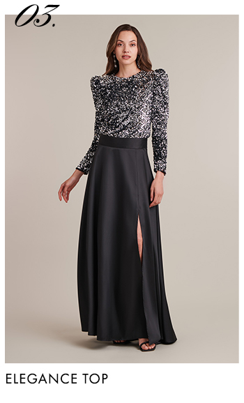Silver Crystal Sequin Embellished Pullover Blouse With Long Sleeves