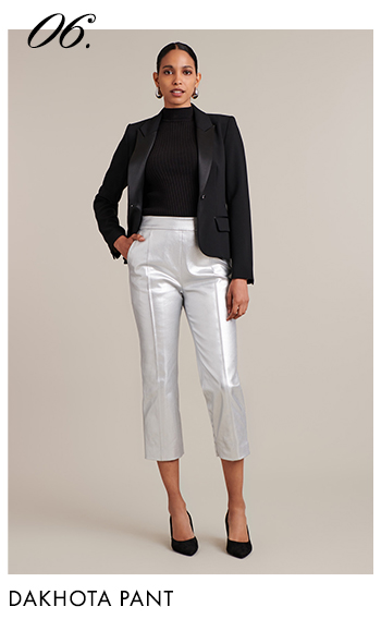 Silver Metallic Ankle Length Pant With Side Pockets