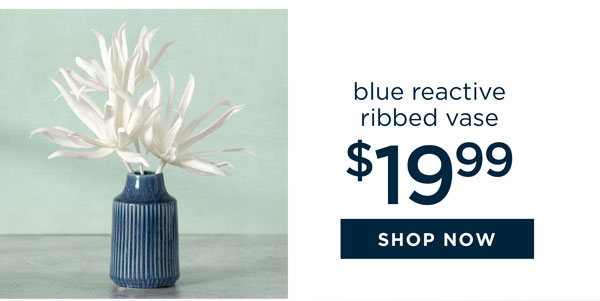 Blue Reactive Ribbed Vase