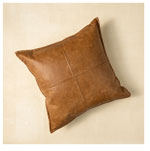 Cognac Faux Leather Throw Pillow