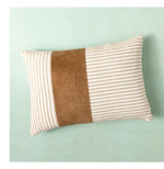 Tan Suede Stripes Lumbar Pillow