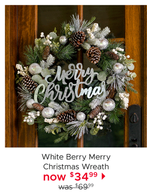 White Berry Merry Christmas Wreath