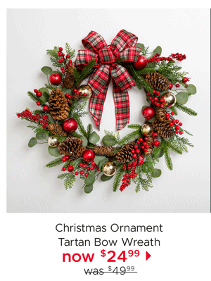 Christmas Ornament Tartan Bow Wreath