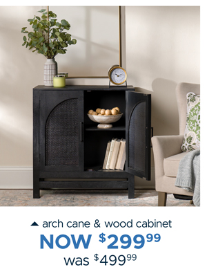 Arch Cane and Wood Cabinet