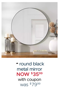 Round Black Metal Mirror