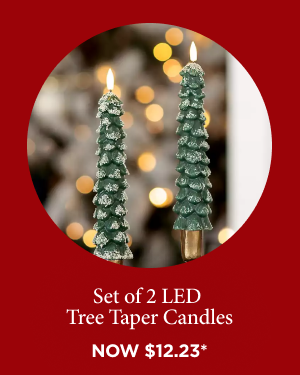 LED Flocked Tree Taper Candles