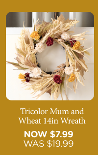 Tricolor Mum and Wheat Wreath
