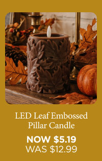 LED Brown Leaf Embossed Pillar Candle