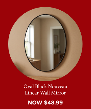 Oval Black Nouveau Linear Wall Mirror