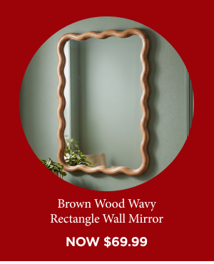 Brown Wood Wavy Rectangle Wall Mirror