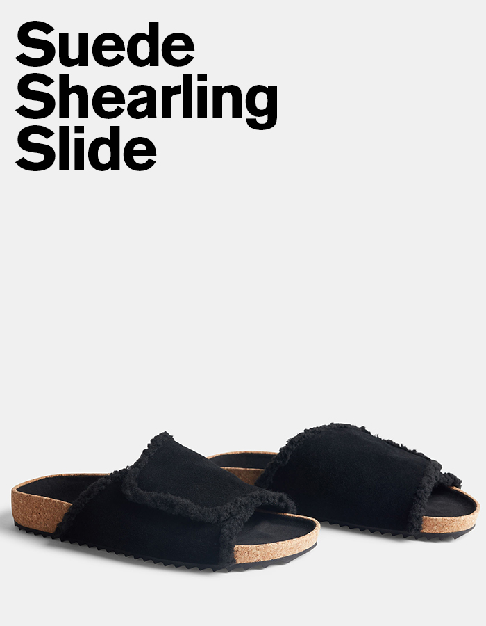 Suede Shearling Slide